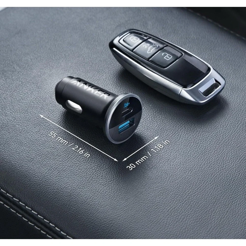 Anker 323 USB-C Car Charger Adapter, 52.5W Cigarette Lighter Charger with 30W Po